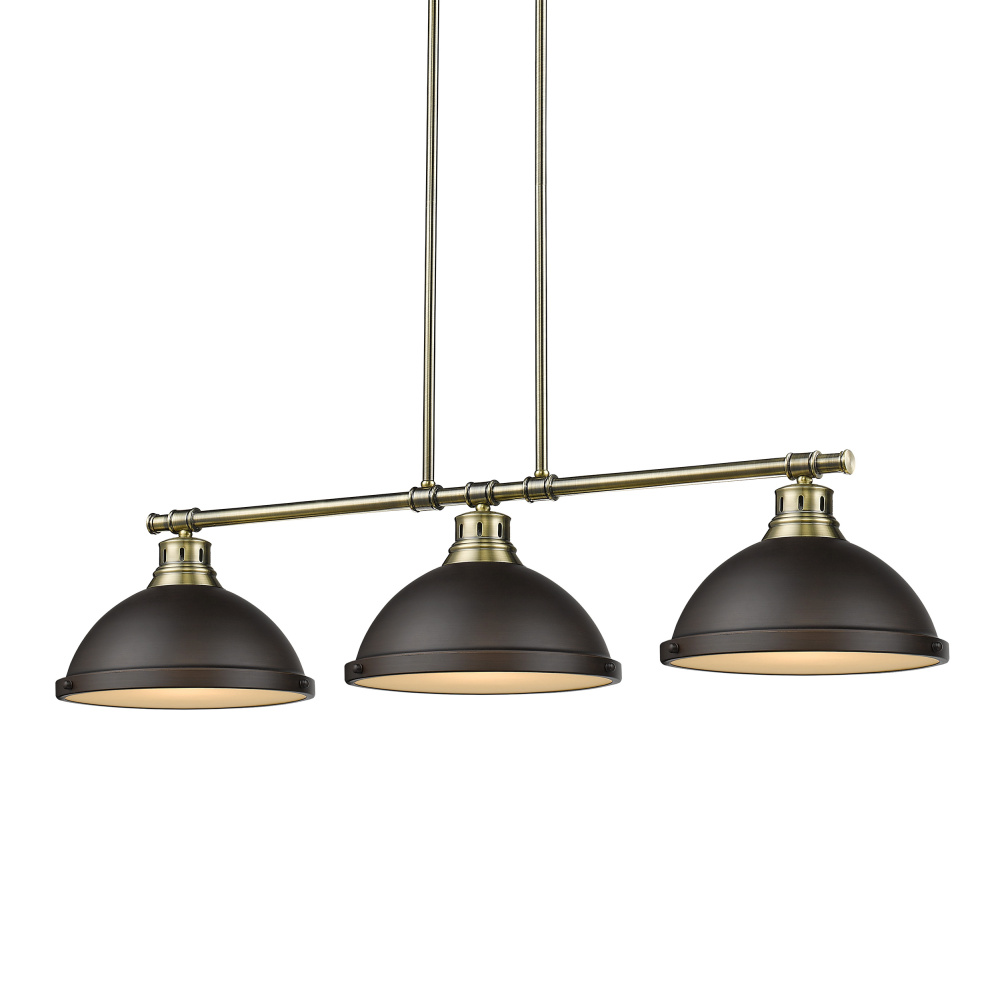 Yep by Golden Lighting Duncan 3-light Island Light in Aged Brass and Rubbed Bronze shade